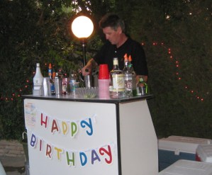 Manning the birthday bar