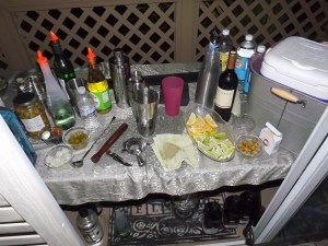 Bar set up in bedroom