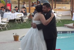 The bride and groom have first dance