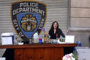 Mia bartending at New York Street