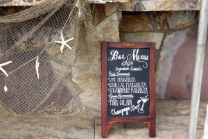 Bar menu at wedding reception