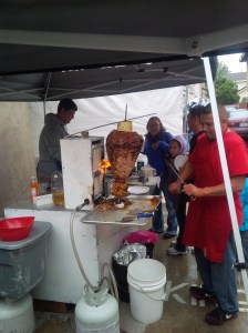 Tacos Chicuas with rotisserie cooker