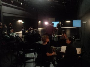 Guests relax in green room during taping