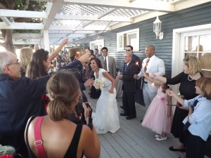 Bride goes through the sparkler gauntlet