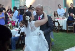 Bride and groom share first dance