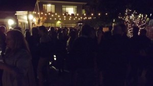 Holiday party guests mingle in Hollywood