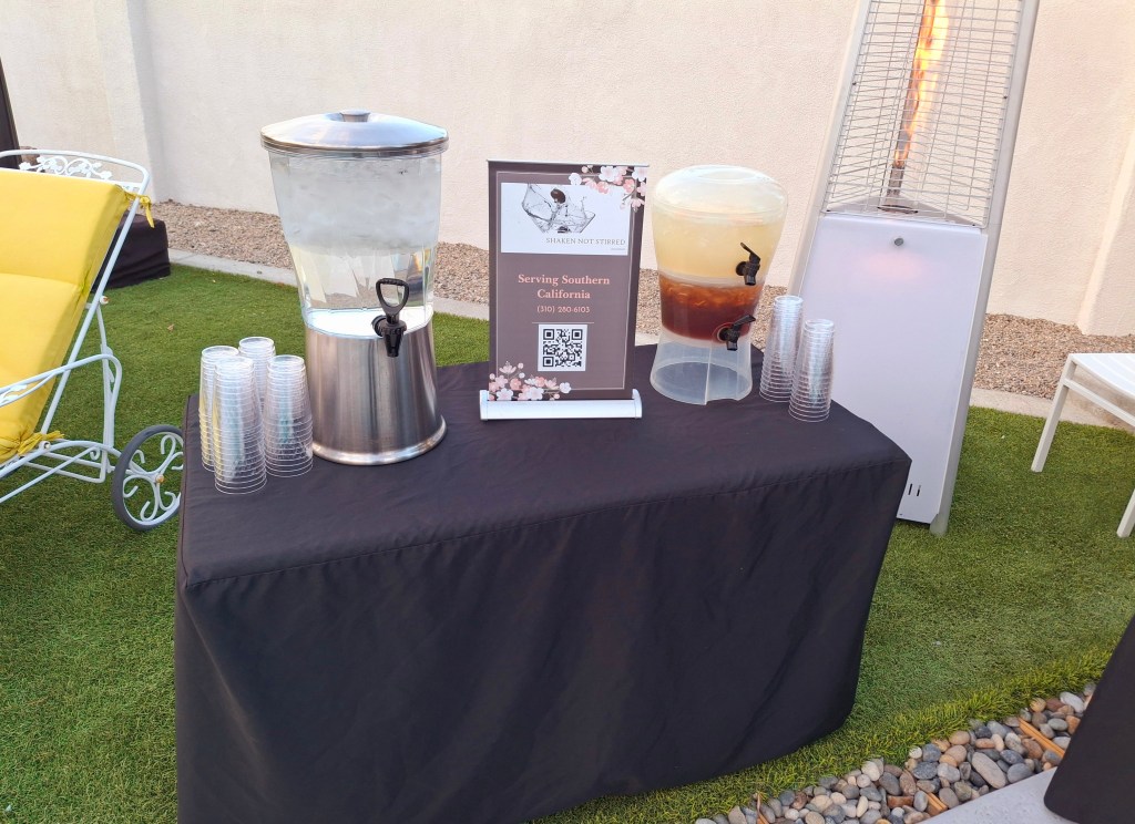 Hydration station with water, ice tea, and lemonade